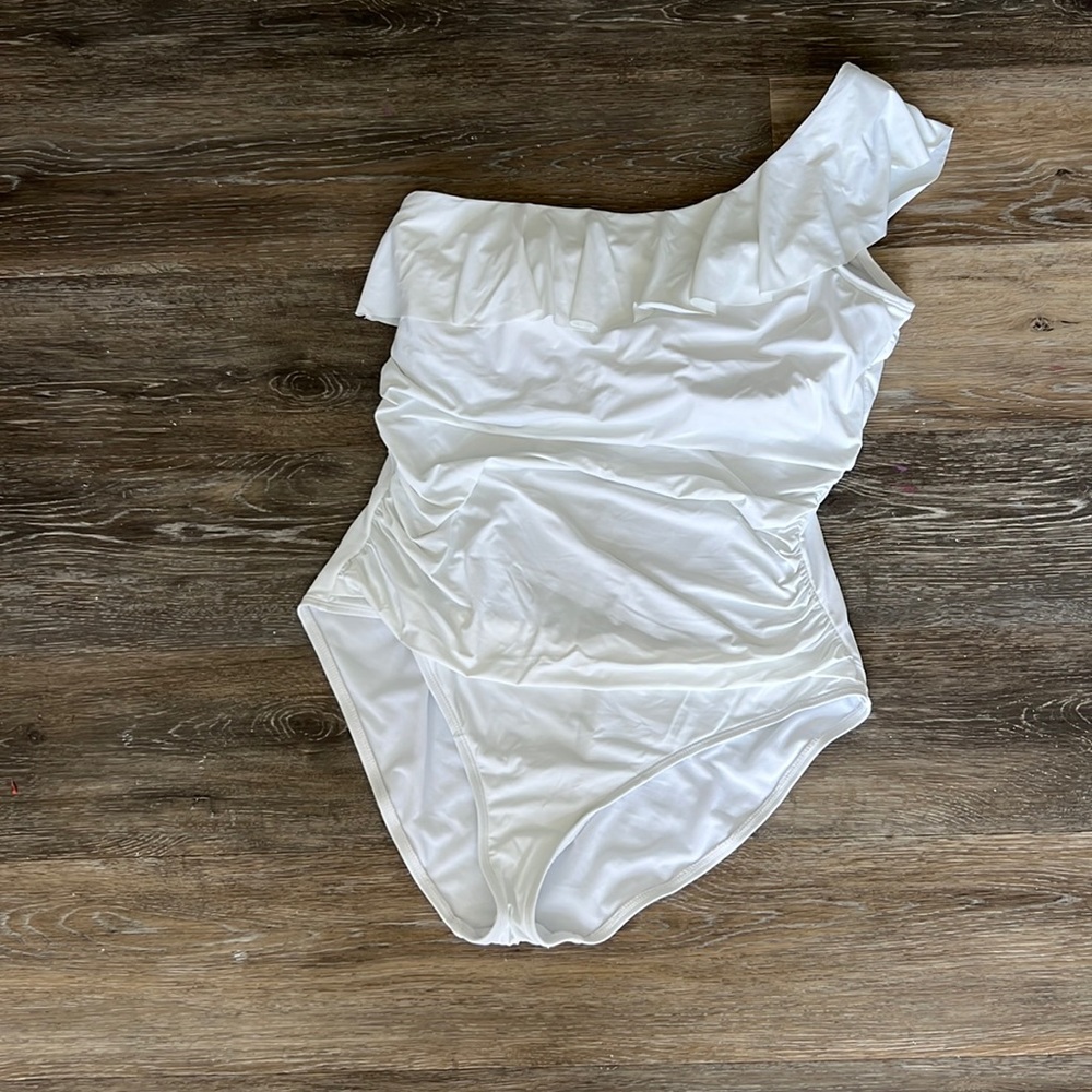White one shoulder swimsuit. Worn once